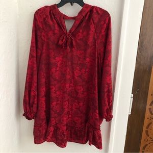 "G.P.D" Women's Long Sleeve Red Floral Dress - S